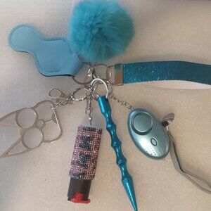 Wristlet Key Ring Safety Protection Keychain Set 7 Piece BLING-it Keychain Set